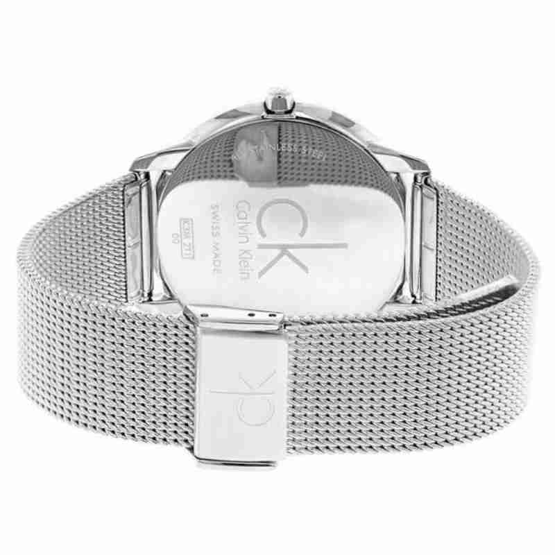 Calvin Klein Minimal Blue Dial Silver Mesh Bracelet Watch for Men - K3M2112N