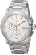 Gucci G Chrono Chronograph Quartz White Dial Silver Steel Strap Watch For Men - YA101201