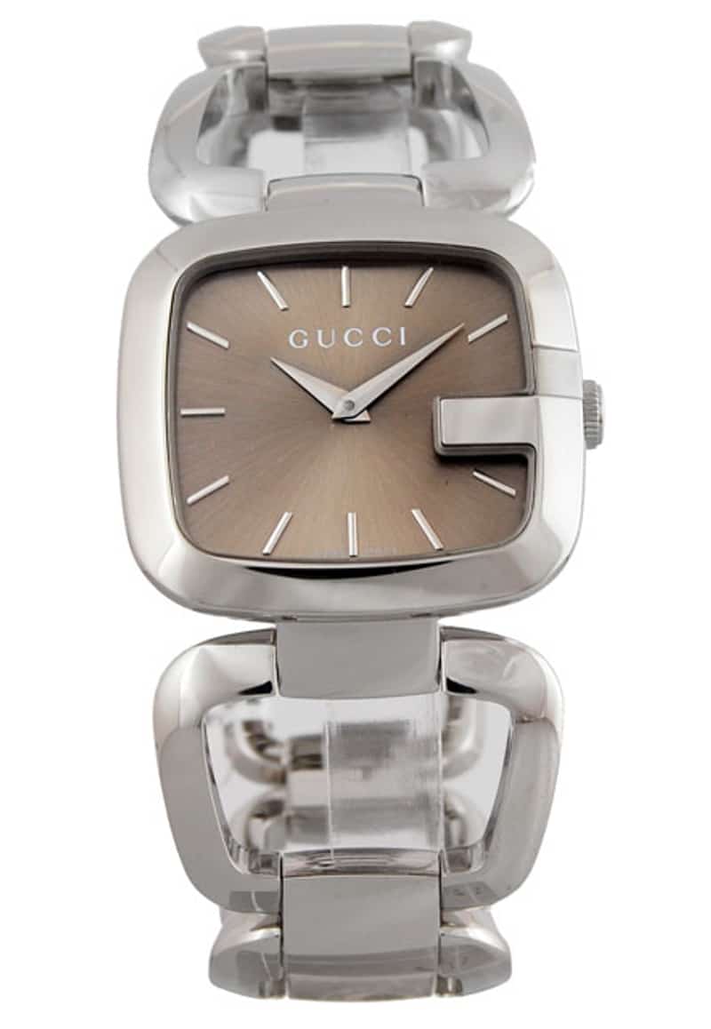 Gucci G Quartz Brown Dial Silver Steel Strap Watch For Women - YA125402