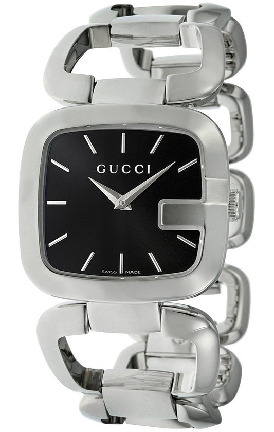 Gucci G-Gucci 125 Black Dial Silver Steel Strap Watch For Women - YA125407