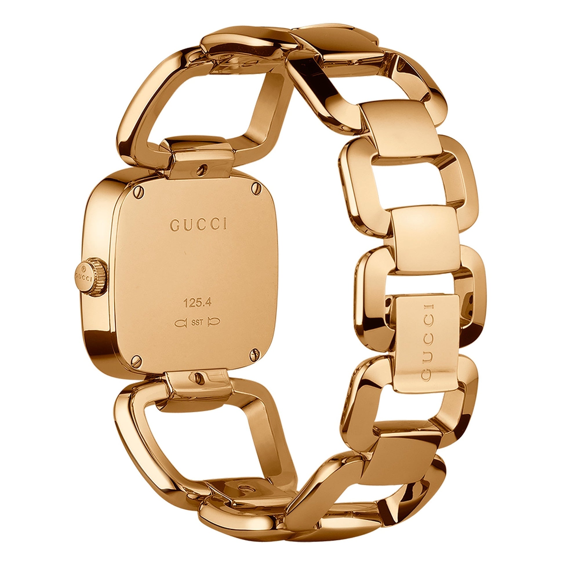 Gucci G Gucci Brown Dial Rose Gold Steel Strap Watch For Women - YA125408