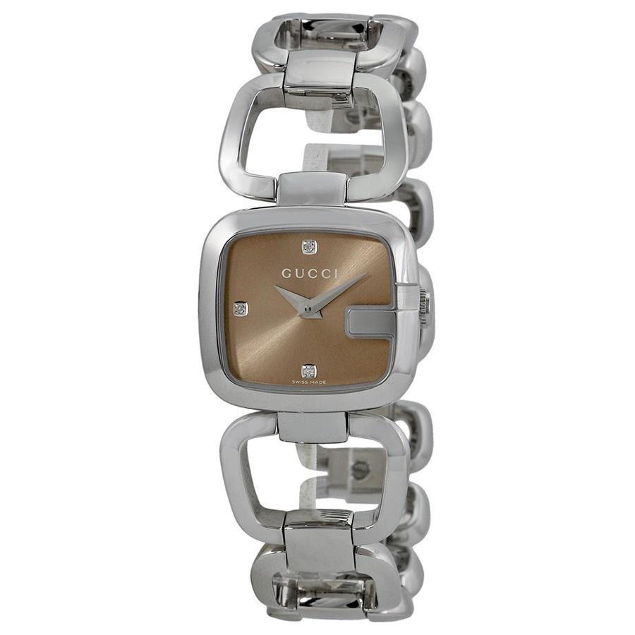 Gucci G-Gucci Quartz Brown Dial Silver Steel Strap Watch For Women - YA125503