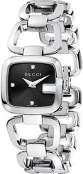 Gucci G Diamond Quartz Black Dial Silver Steel Strap Watch For Women - YA125509