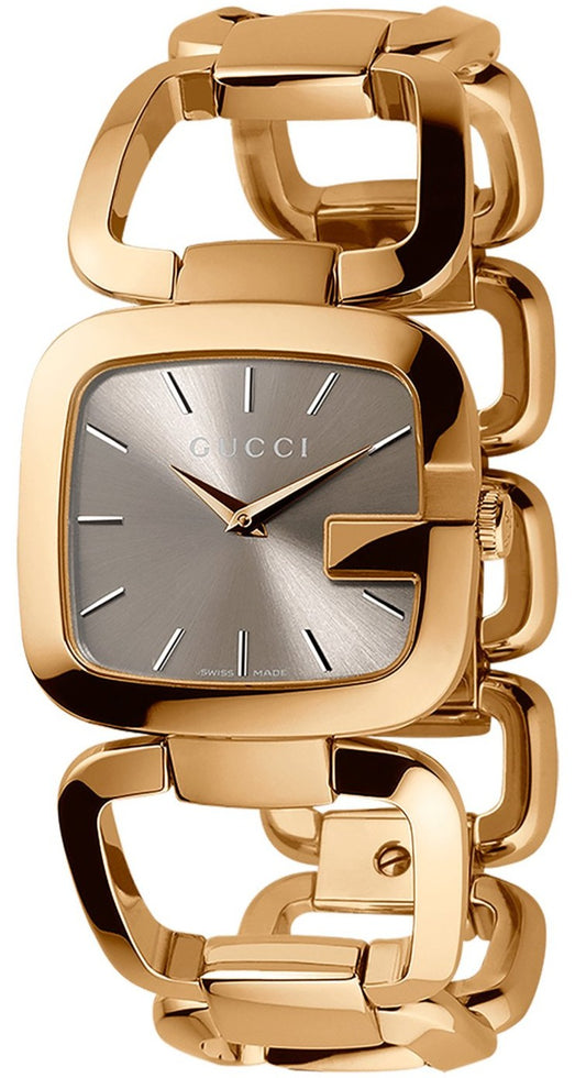 Gucci G Gucci 125 Sunbrushed Brown Dial Rose Gold Steel Strap Watch For Women - YA125511