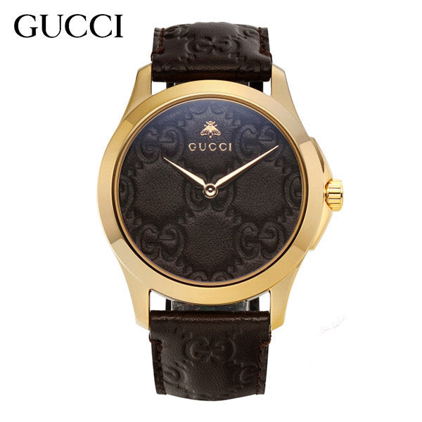 Gucci G Timeless Quartz Brown Dial Brown Leather Strap Watch for Men - YA1264035