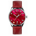 Gucci G-Timeless Quartz Mother of Pearl Red Dial Red Leather Strap Watch For Women - YA1264041