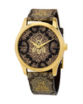 Gucci G Timeless Bee Motif Quartz Brown Dial Brown Leather Strap Watch For Men - YA1264068