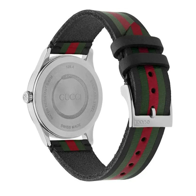 Gucci G Timeless Quartz Black Dial Black Leather Strap Watch For Men - YA1264079