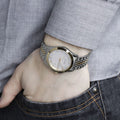 Gucci G Timeless Quartz Silver Dial Two Tone Mesh Bracelet Watch For Men - YA126409