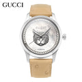 Gucci G Timeless Automatic Mother of Pearl Dial Brown Leather Strap Watch For Women - YA1264112