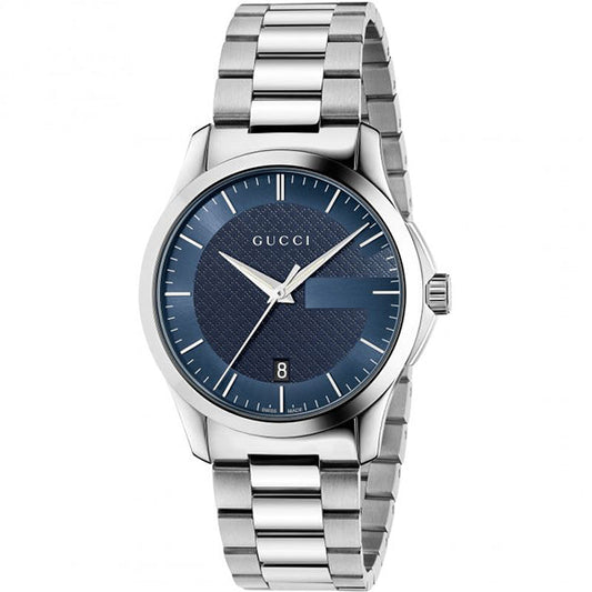 Gucci G Timeless Quartz Blue Dial Silver Steel Strap Watch For Men - YA126440