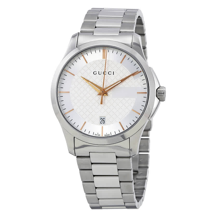 Gucci G Timeless Quartz Silver Dial Silver Steel Strap Unisex Watch - YA126442