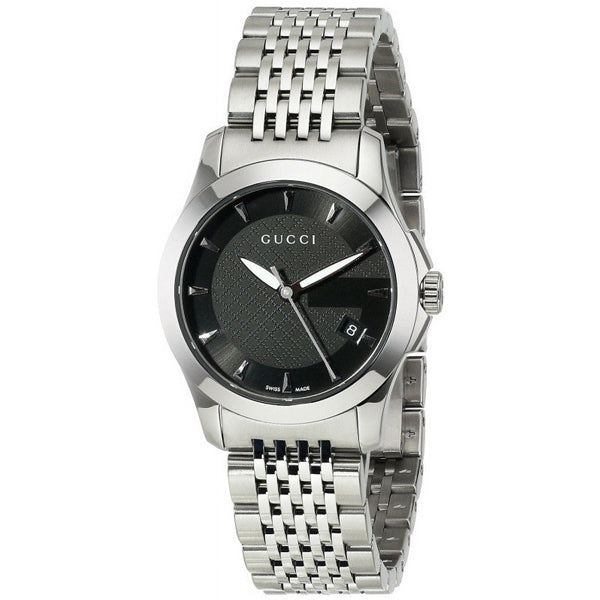 Gucci G Timeless Quartz Black Dial Silver Steel Strap Watch For Women - YA126502