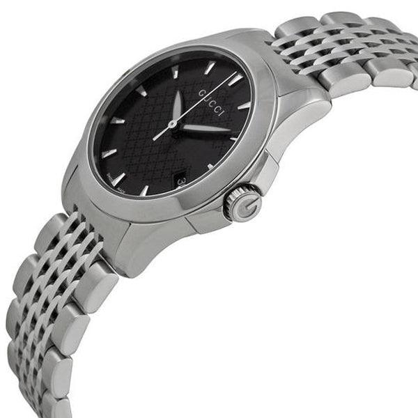 Gucci G Timeless Quartz Black Dial Silver Steel Strap Watch For Women - YA126502