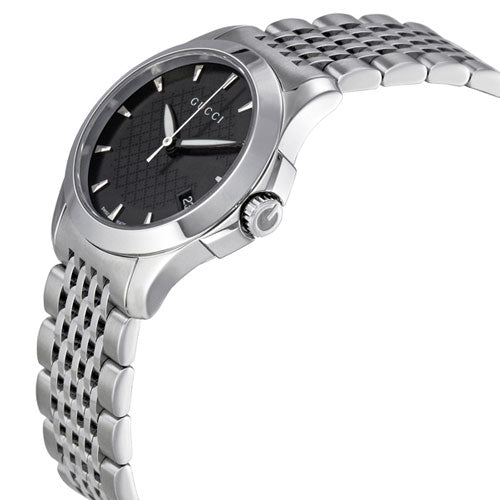 Gucci G Timeless Quartz Black Dial Silver Steel Strap Watch For Women - YA126502