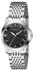 Gucci G Timeless Quartz Black Dial Silver Steel Strap Watch For Women - YA126502