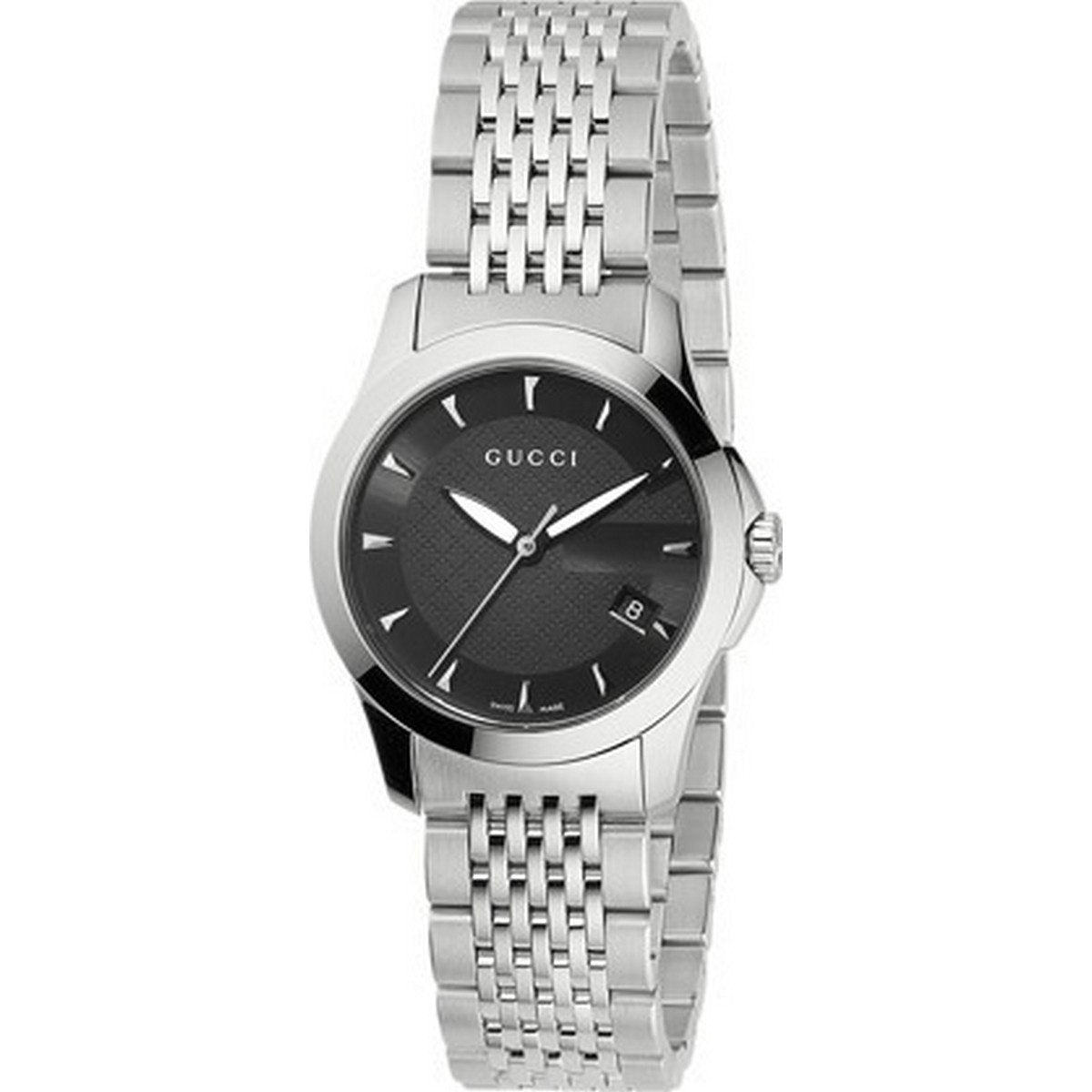 Gucci G Timeless Quartz Black Dial Silver Steel Strap Watch For Women - YA126502