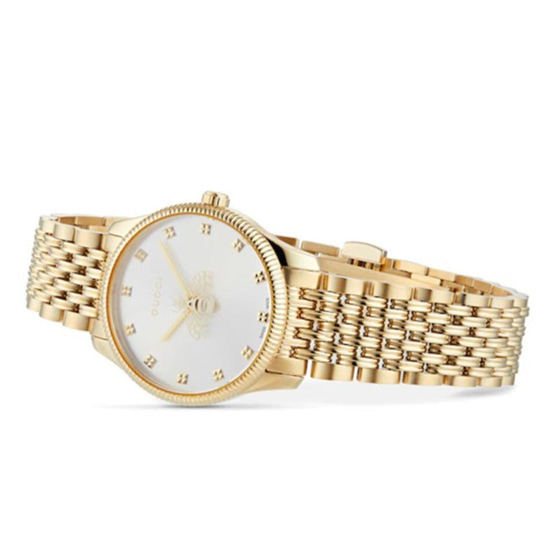 Gucci G Timeless Quartz Mother of Pearl Dial Gold Steel Strap Watch For Women - YA1265021