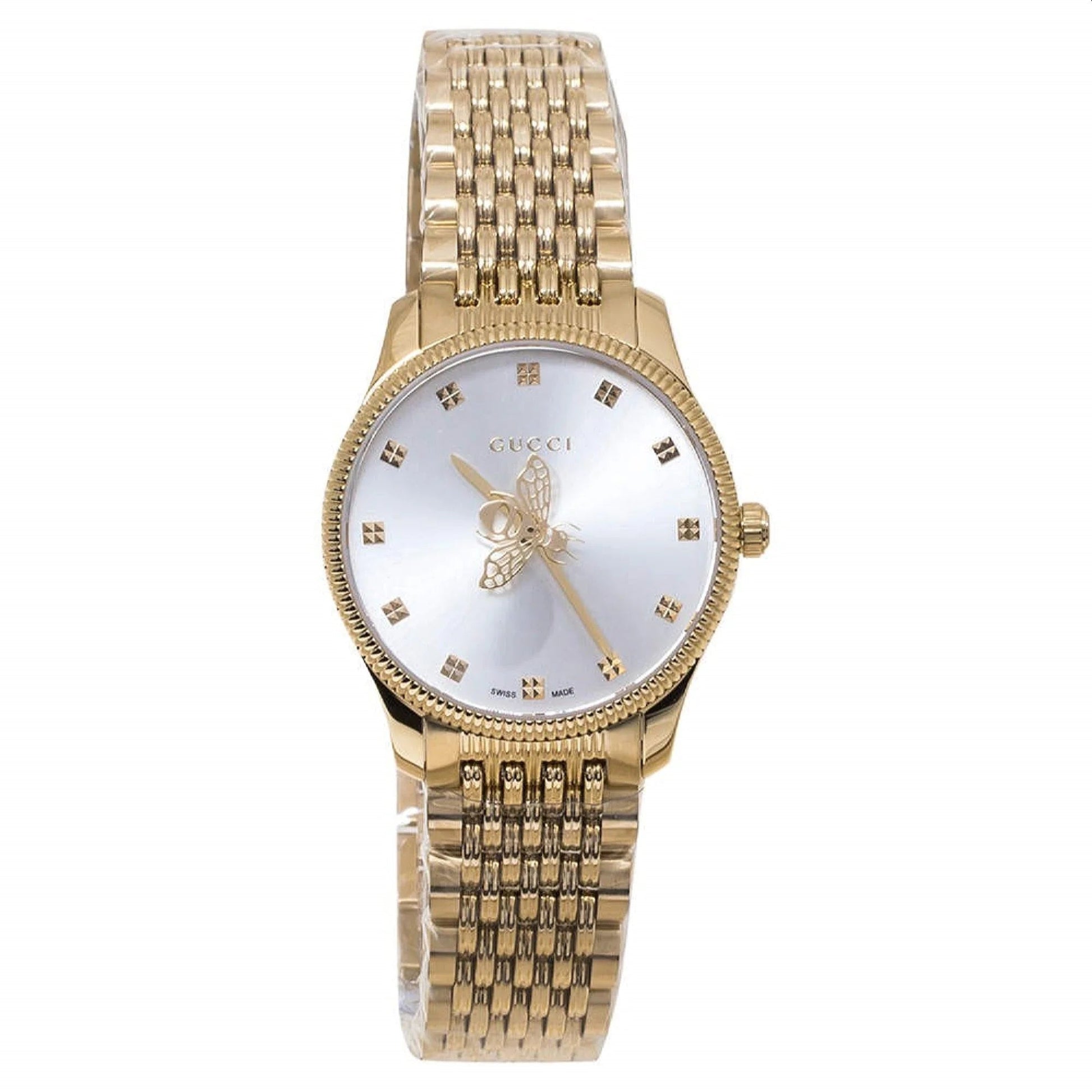 Gucci G Timeless Quartz Mother of Pearl Dial Gold Steel Strap Watch For Women - YA1265021