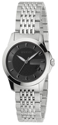 Gucci G Timeless Quartz Black Dial Silver Steel Strap Watch For Women - YA126502