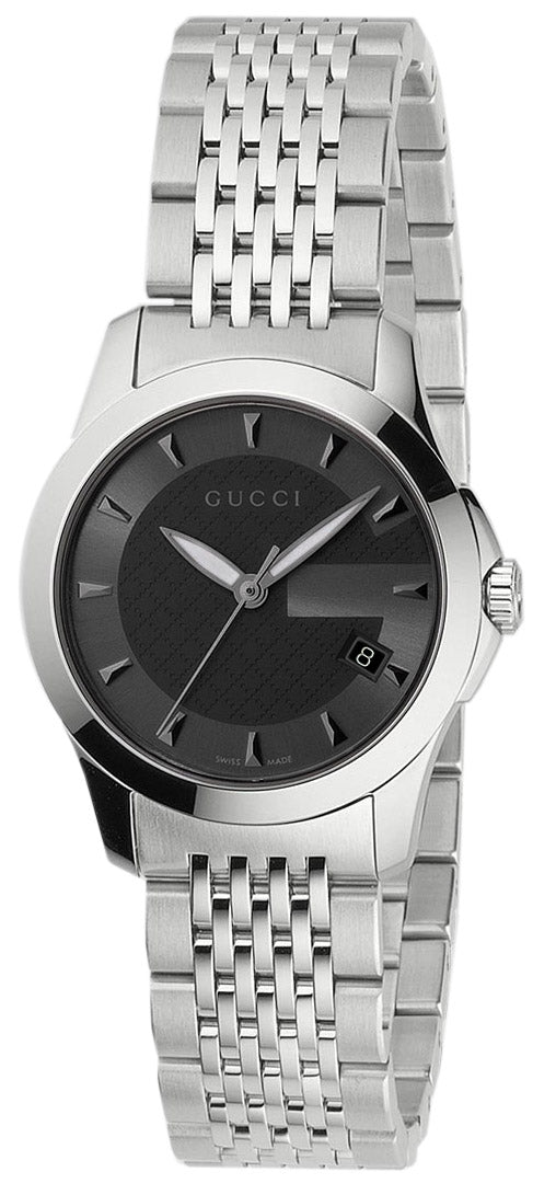 Gucci G Timeless Quartz Black Dial Silver Steel Strap Watch For Women - YA126502