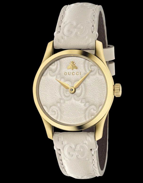 Gucci G Timeless Quartz Beige Dial Beige Leather Strap Watch For Women - YA126580A