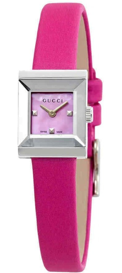 Gucci G-Frame Mother of Pearl Pink Dial Pink Leather Strap Watch For Women - YA128533