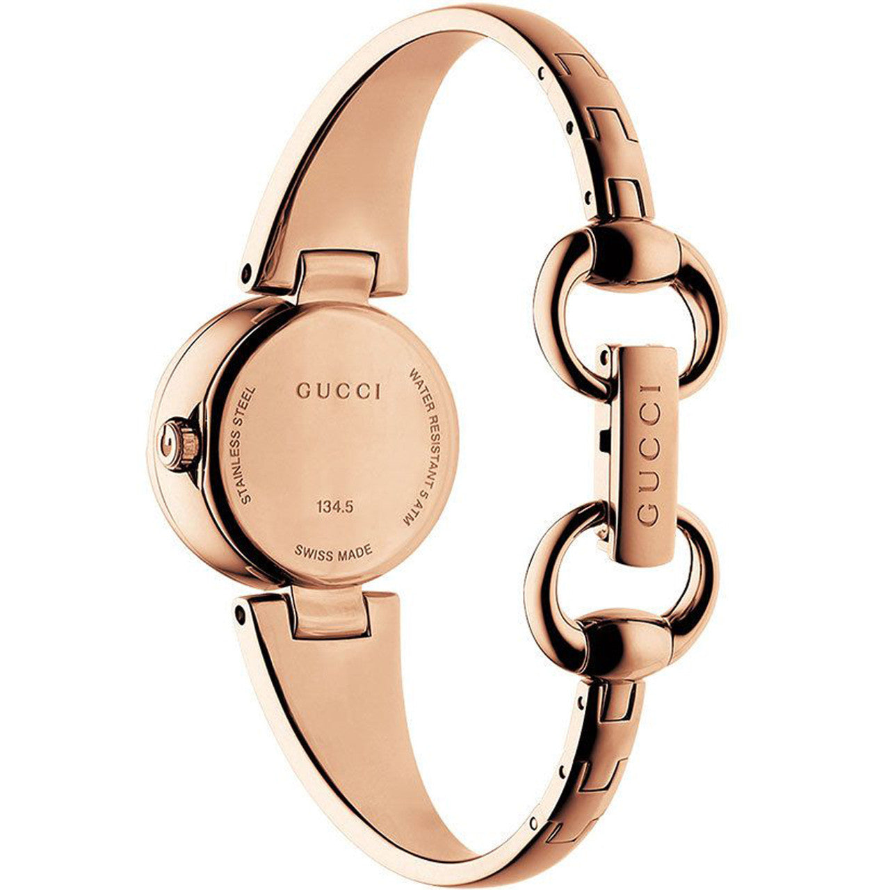 Gucci Guccissima Quartz Black Dial Rose Gold Steel Strap Watch For Women - YA134509