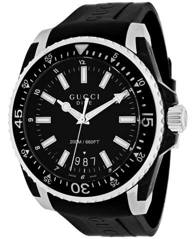 Gucci Dive Quartz Black Dial Black Rubber Strap Watch For Men - YA136204