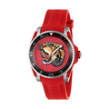 Gucci Dive Red Dial Red Emroidered Tiger Rubber Watch For Men - YA136315