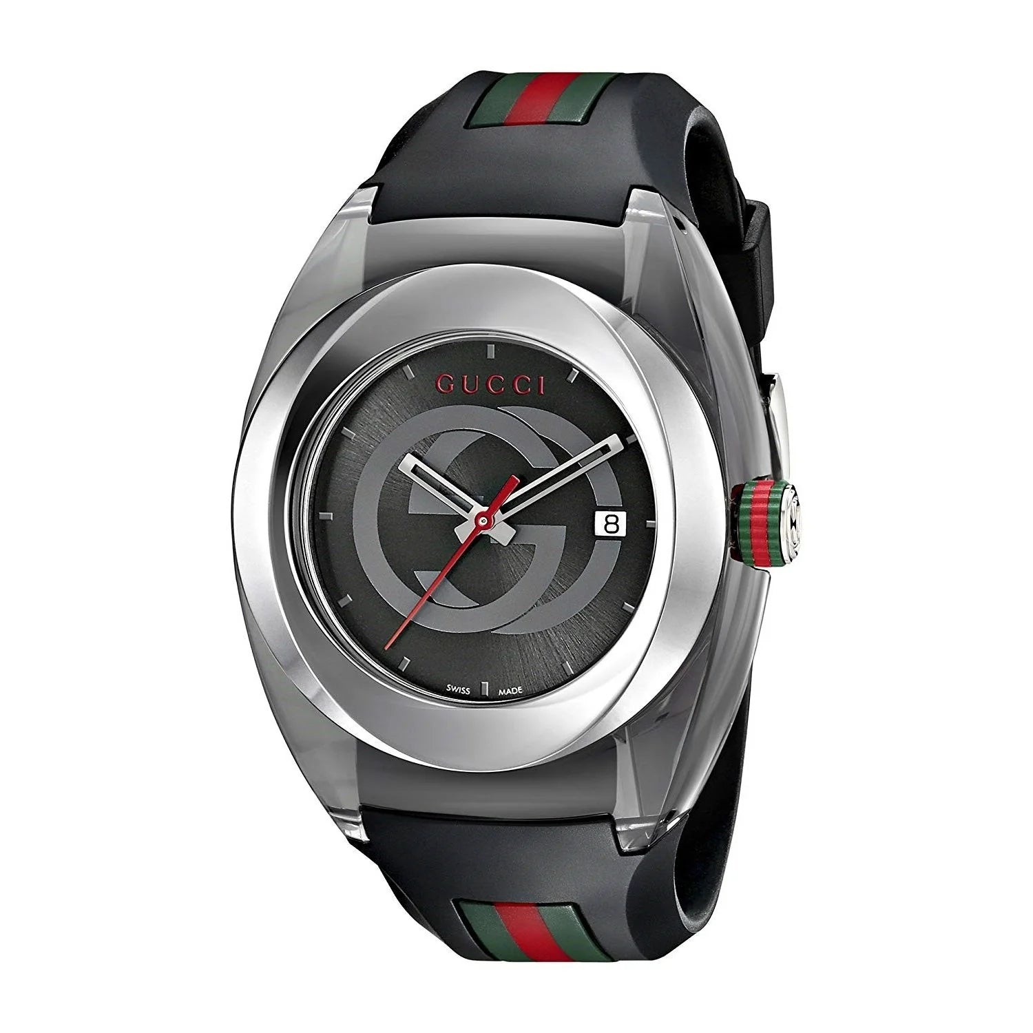 Gucci Sync Quartz Black Dial Black Rubber Strap Watch For Men - YA137301