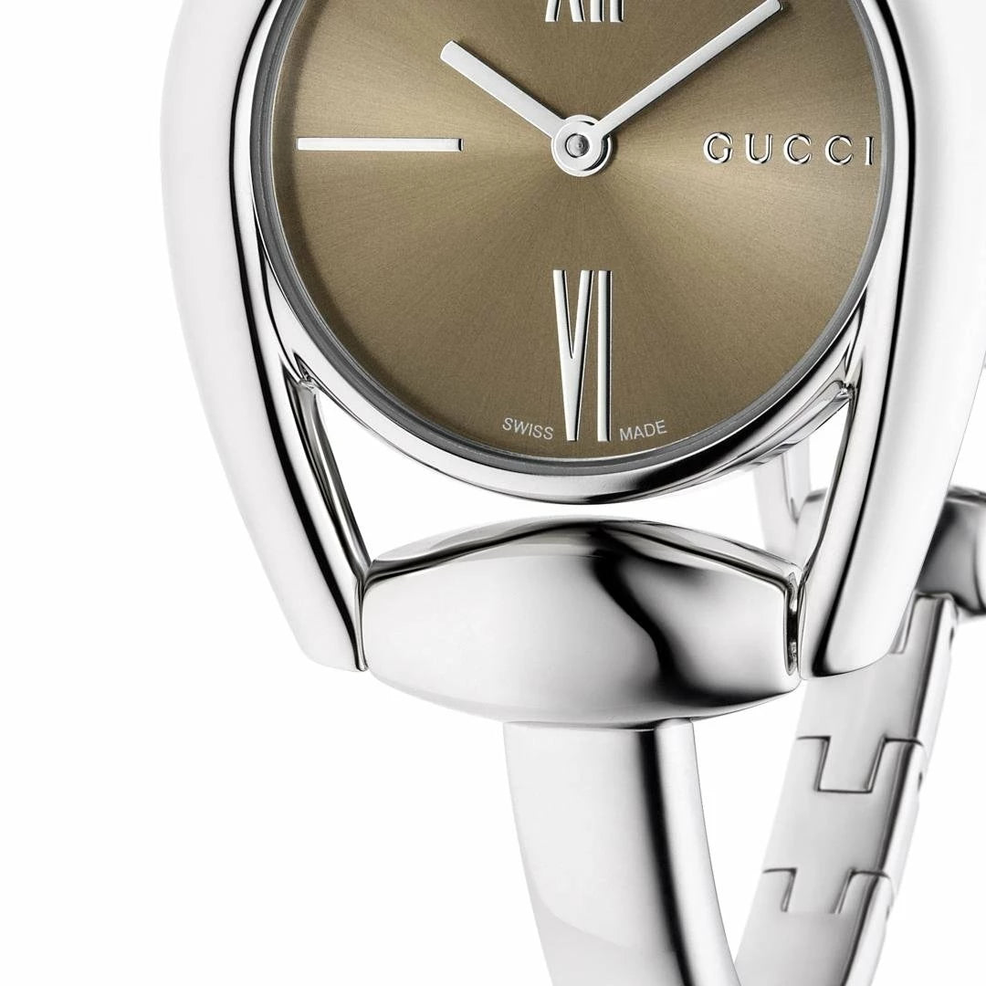 Gucci Horsebit Quartz Brown Dial Silver Steel Strap Watch For Women - YA139501