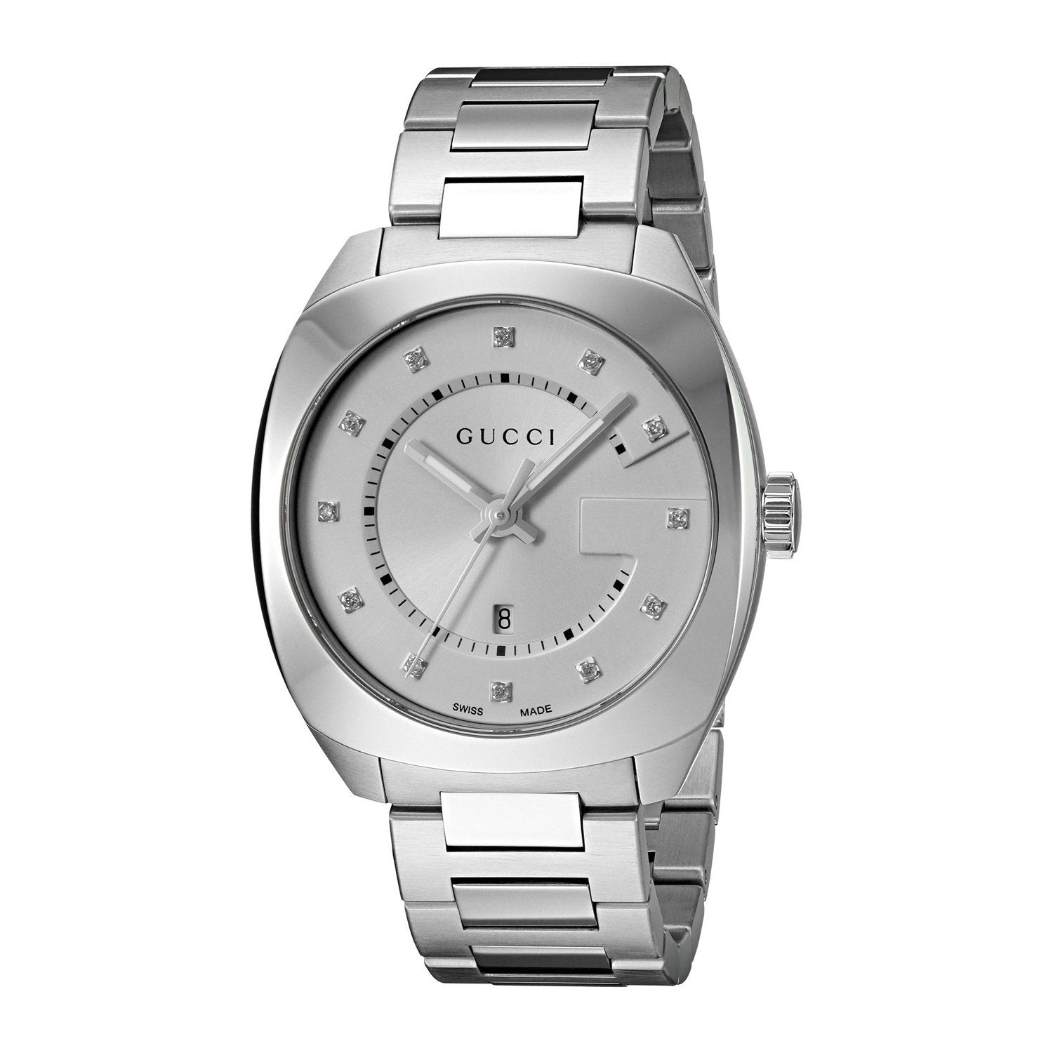 Gucci GG2570 Quartz Diamonds Silver Dial Silver Steel Strap Watch For Women - YA142403