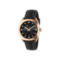 Gucci Black Leather Strap Black Dial Gold Tone Quartz Watch For Women - YA142407