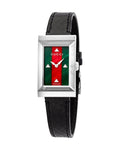 Gucci G Frame Two Tone Mother of Pearl Dial Black Leather Strap Watch For Women - YA147403