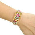 Gucci G-Frame Floral Ivory Dial White Leather Strap Watch For Women - YA147406