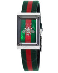 Gucci G Frame Quartz Two Tone Mother of Pearl Dial Multicolor Leather Strap Watch For Women - YA147408