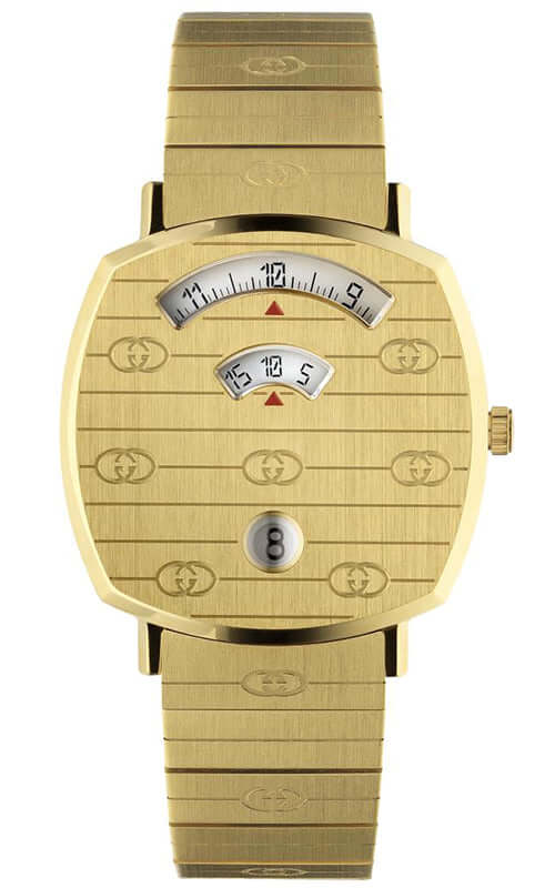 Gucci Grip Quartz Gold Dial Gold Steel Strap Unisex Watch -  YA157403