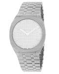 Gucci 25H Quartz Silver Dial Silver Steel Strap Unisex Watch - YA163407