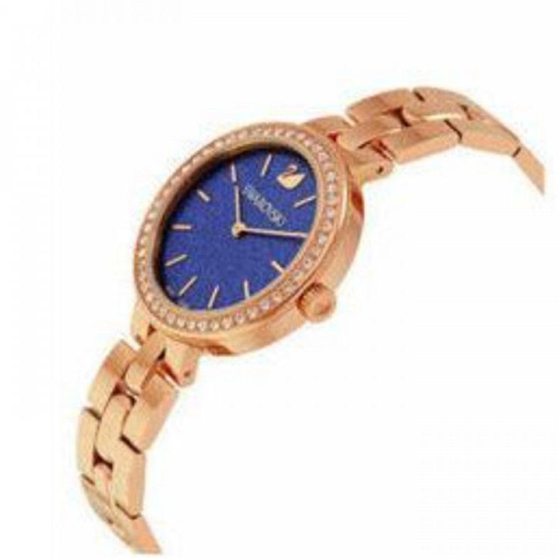 Swarovski Daytime Crystals Blue Dial Rose Gold Steel Strap Watch for Women - 5182277