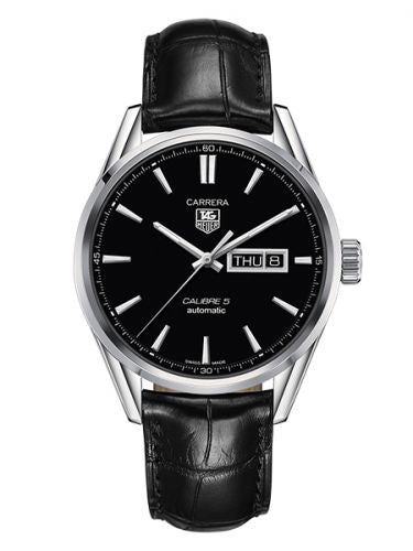 Tag Heuer Carrera Automatic 41mm Black Dial Black Leather Strap Watch for Men - WAR201A.FC6266