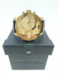 Diesel Mr Daddy Gold Dial Black Leather Strap Watch For Men - DZ7363