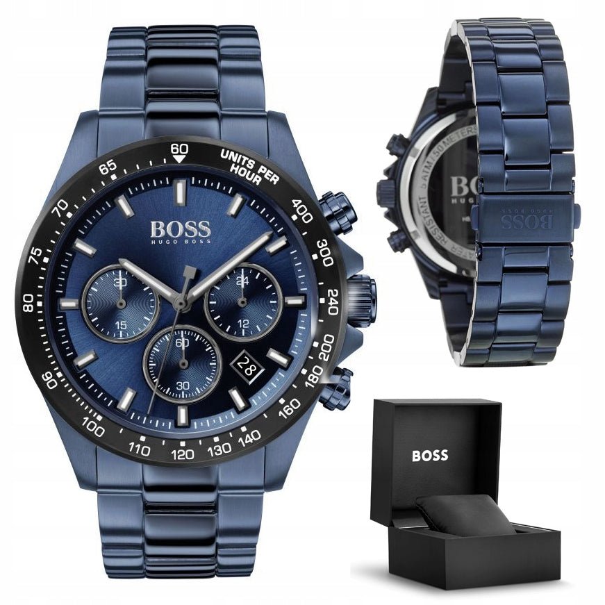 Hugo Boss Hero Sport Lux Chronograph Blue Dial Blue Steel Strap Watch for Men - 1513758