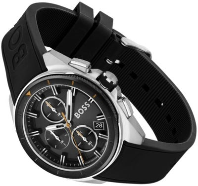 Hugo Boss Volane Chronograph Grey Dial Black Silicone Strap Watch for Men - 1513953