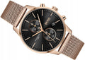 Hugo Boss Associate Black Dial Rose Gold Mesh Bracelet Watch for Men - 1513806