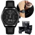 Hugo Boss Champion Black Dial Black Leather Strap Watch for Men - 1513880