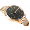 Hugo Boss Associate Black Dial Rose Gold Mesh Bracelet Watch for Men - 1513806