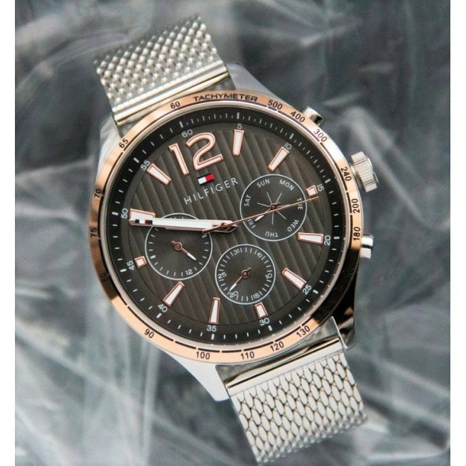 Tommy Hilfiger Gavin Chronograph Quartz Grey Dial Silver Mesh Bracelet Watch for Men - 1791466