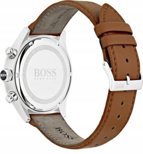 Hugo Boss Champion Chronograph White Dial Brown Leather Strap Watch for Men - 1513879