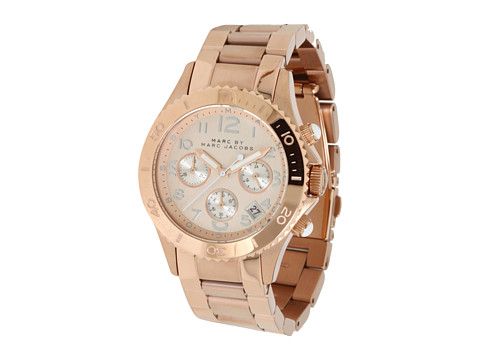 Marc Jacobs Rock Chronograph Rose Gold Dial Stainless Steel Strap Watch for Women - MBM3156